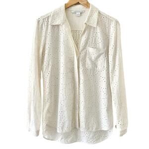Diane Von Frustenberg Lorelei Broderie Anglaise Cotton Shirt Womens Size 4
